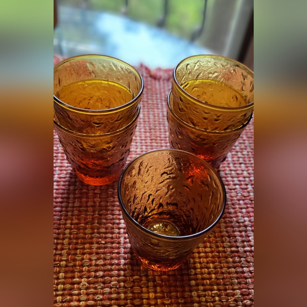 Amber glass 5 peice drinkware set